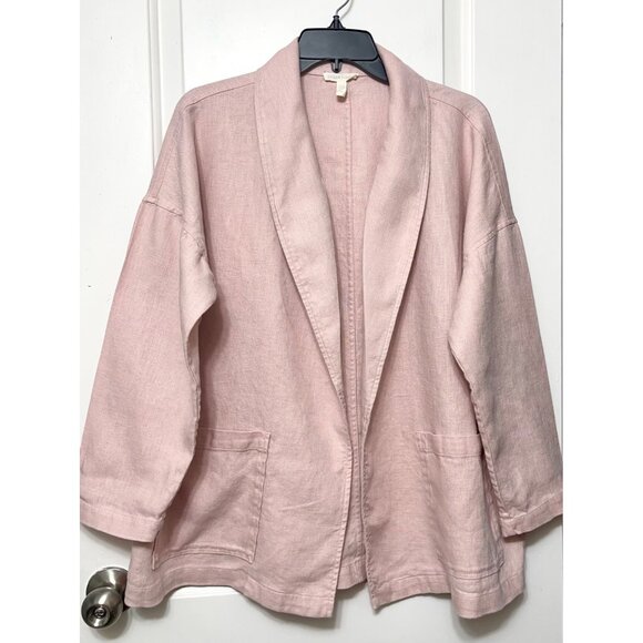 Eileen Fisher Organic Linen Open-Front Blazer in Pink Size S - Picture 5 of 12